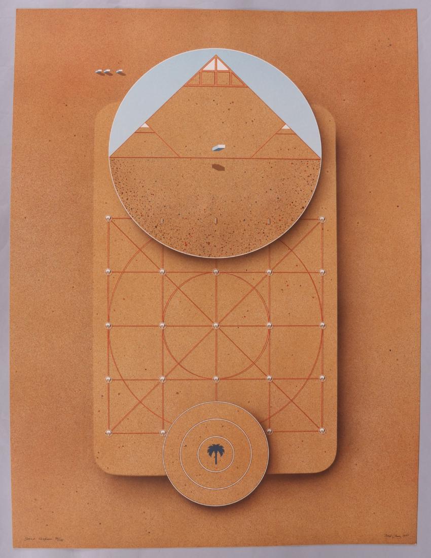 Beck and Jung, Lithograph / Collage: (Swedish School, Holger Backstrom 1939-1997 and Bo Ljungberg 1939-2007), titled, numbered 92 of 125, pen signed and dated for 1977; with tag for Rodger LaPelle Galleries. Dimensions: 31 1/2" x 23 1/2"