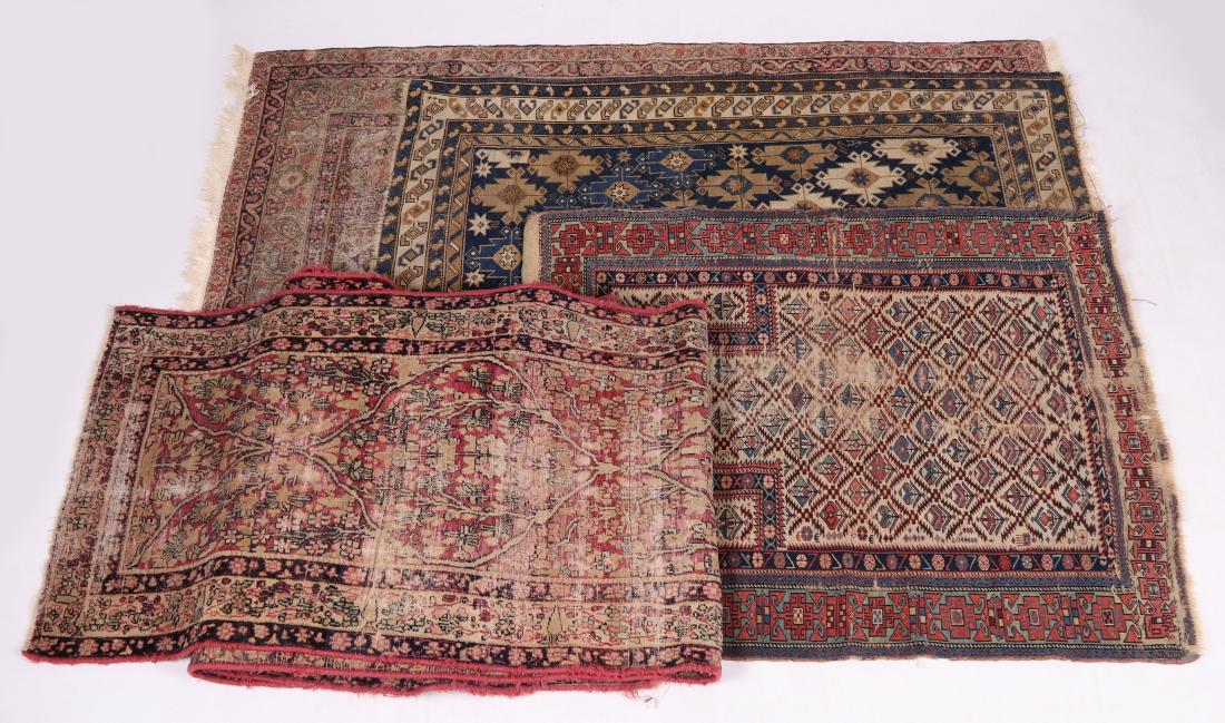 Rug/Carpet, Group of Four Rugs: Comprising: two antique Kermans including a runner, a Shirvan prayer rug, and a Chichi. Dimensions: From 4' 1" x 3' 4" to 20' 6" x 2' 6". Provenance: From a local estate.