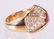 A Diamond , Ruby and 18k Gold Ring