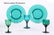A Set of Free Blown Emerald Green Wine Glasses
