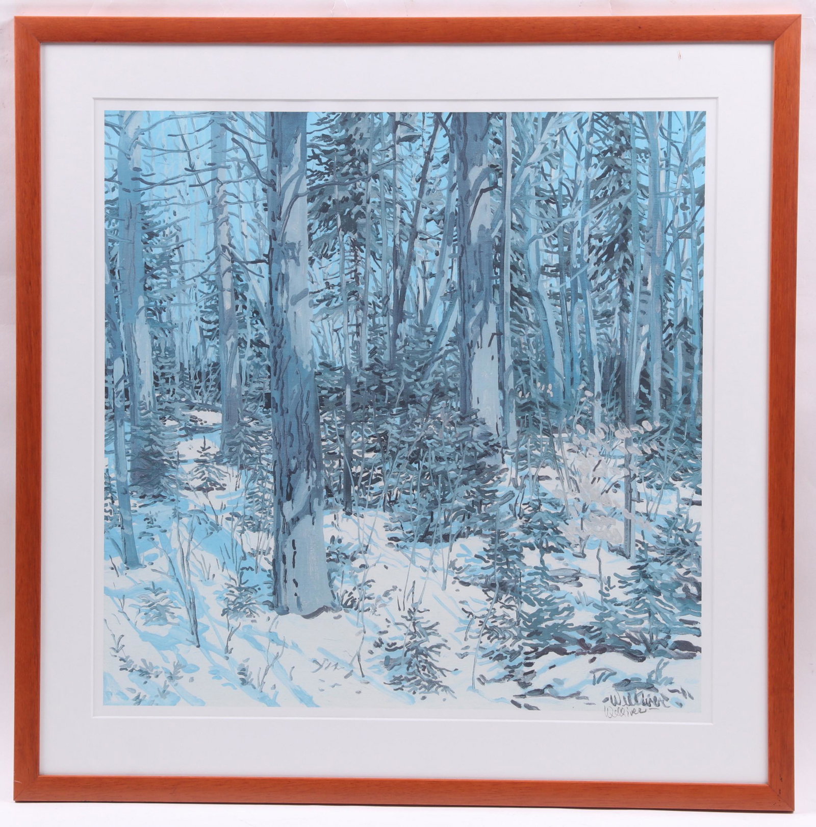 Neil Welliver (American 1929 - 2005) Lithograph: Titled "Study for Little Spruce", signed in the plate, also pencil signed at the lower right. Dimensions: Sight 21 3/4" x 21 3/4", the frame 27 1/2" x 27 3/8". Provenance: From a local collection.