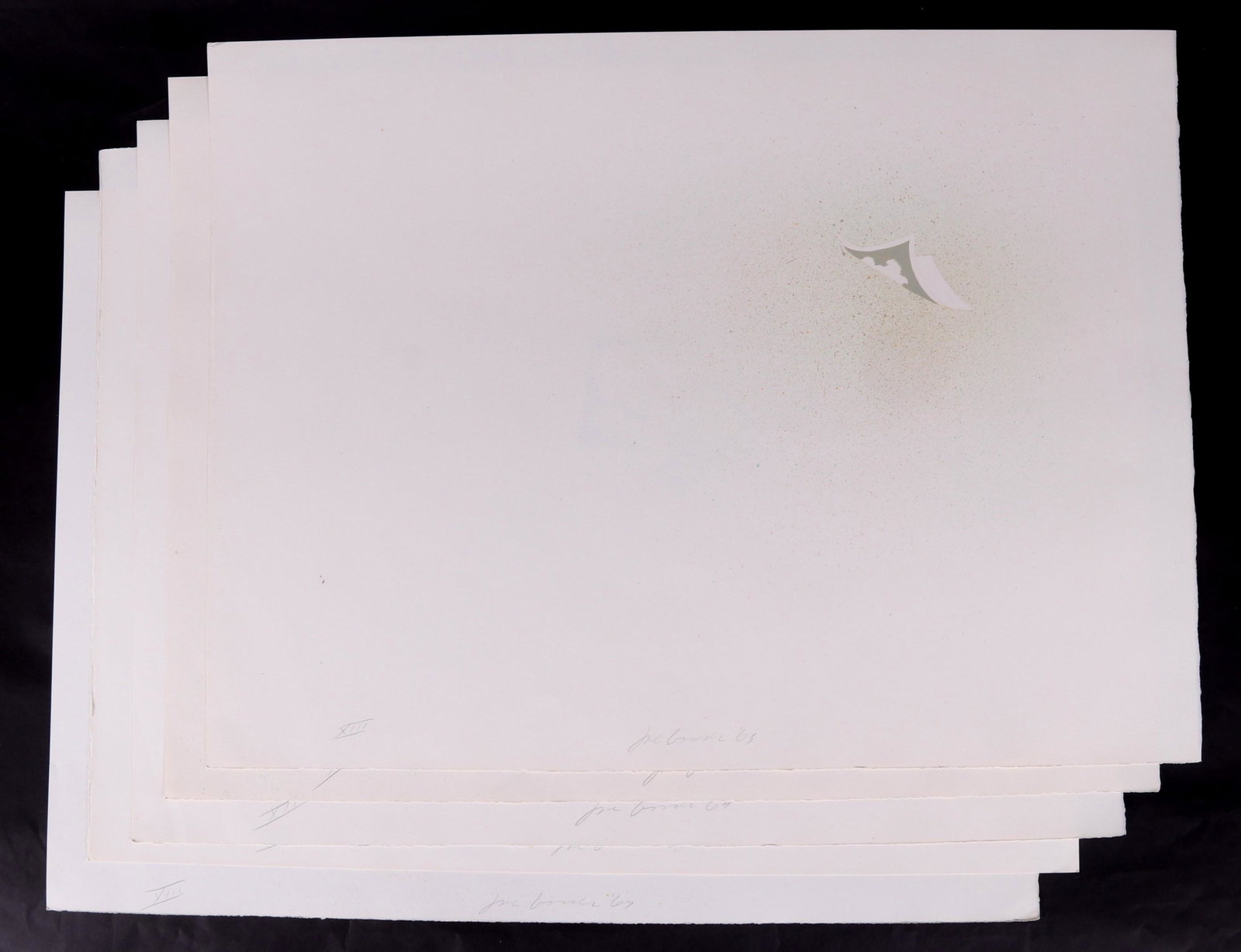 Joe Goode (American b. 1937) Five Lithographs: Titled "Floating Cards", five part series, pencil signed by the artist at the lower center, dated for 1969, numbered XIII. Dimensions: Each is approximately 22 1/4" x 29 3/4". Provenance: From the est