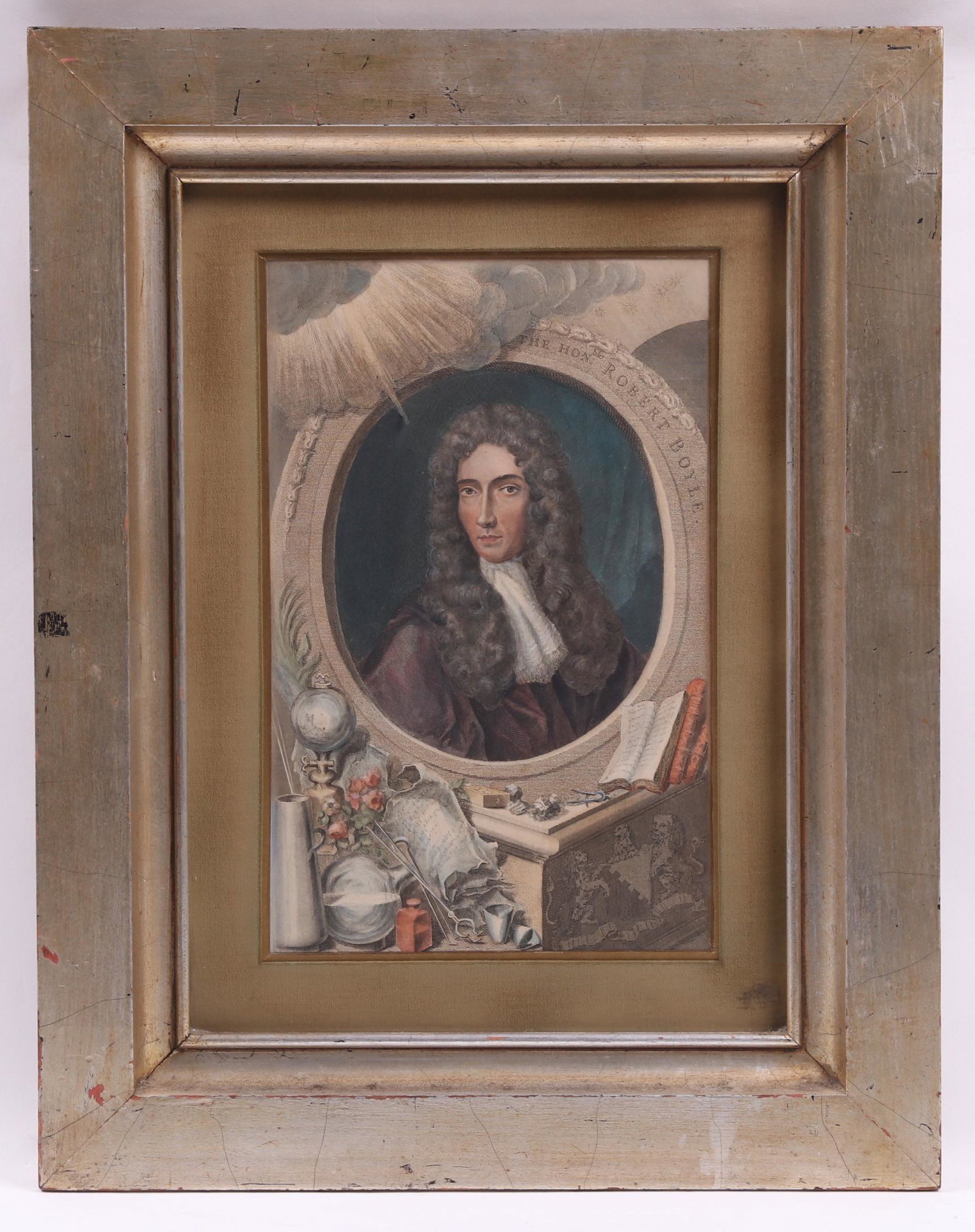 Jacobus Houbraken, Engraving of Robert Boyle: Hand colored engraving titled "The Honorable Robert Boyle", from Thomas Birch's "Heads of Illustrious Persons of Great Britain", Jacobus Houbraken (Dutch 1698-1780) and George Vertue (British 1684-175