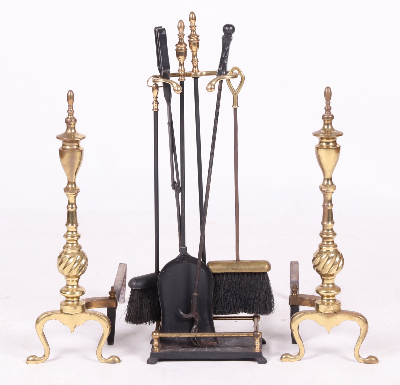 Pair Antique Brass Steel Fireplace Tools Sep 12 2019