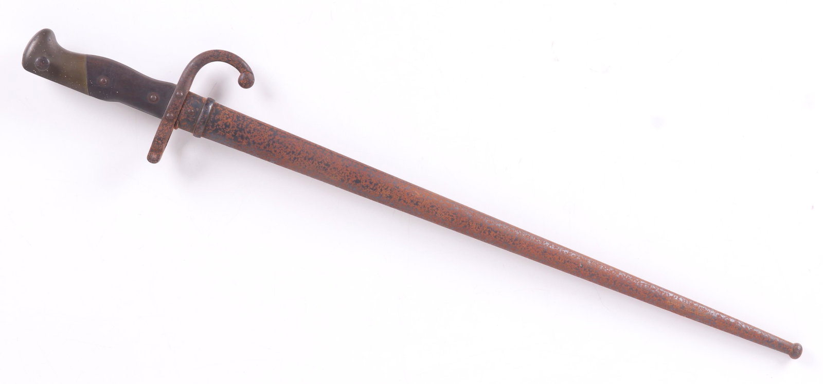 A French Model 1874 Bayonet: St. Etienne 1877, serial number 18990. Dimensions: 26" long.