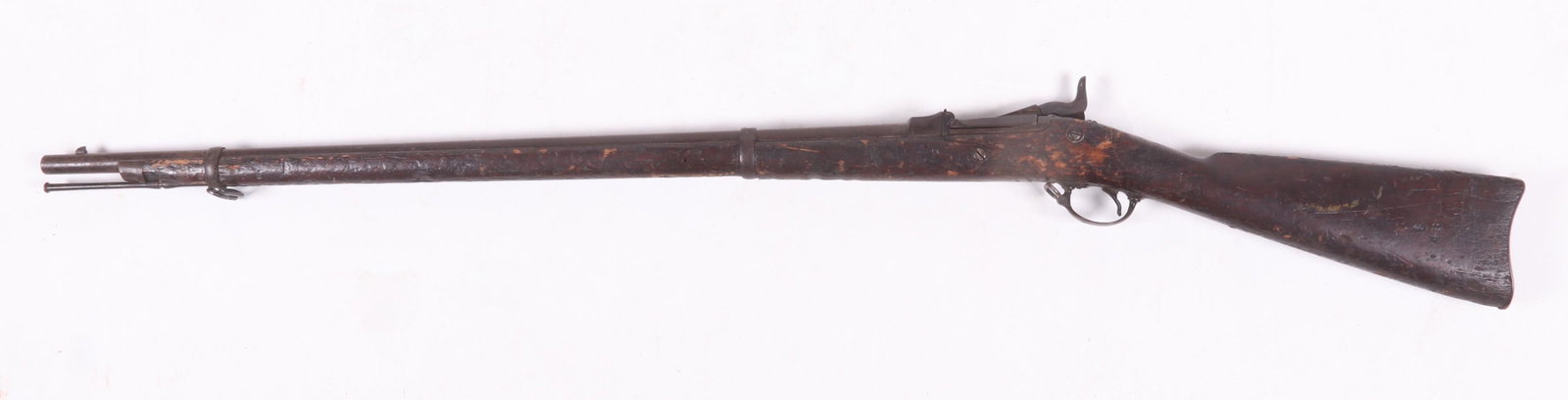 US Springfield Model 1884 Trapdoor Rifle: Serial number 421313. Dimensions: 52" long.