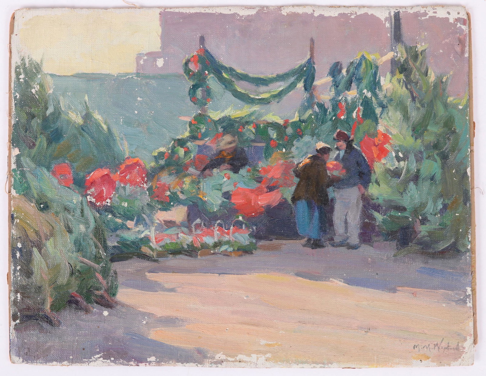 Mabel May Woodward (1877 - 1945) Oil on Board: Titled verso "Christmas Greens", signed at the lower right corner. Dimensions:10 1/4" x 13 1/2". Provenance: