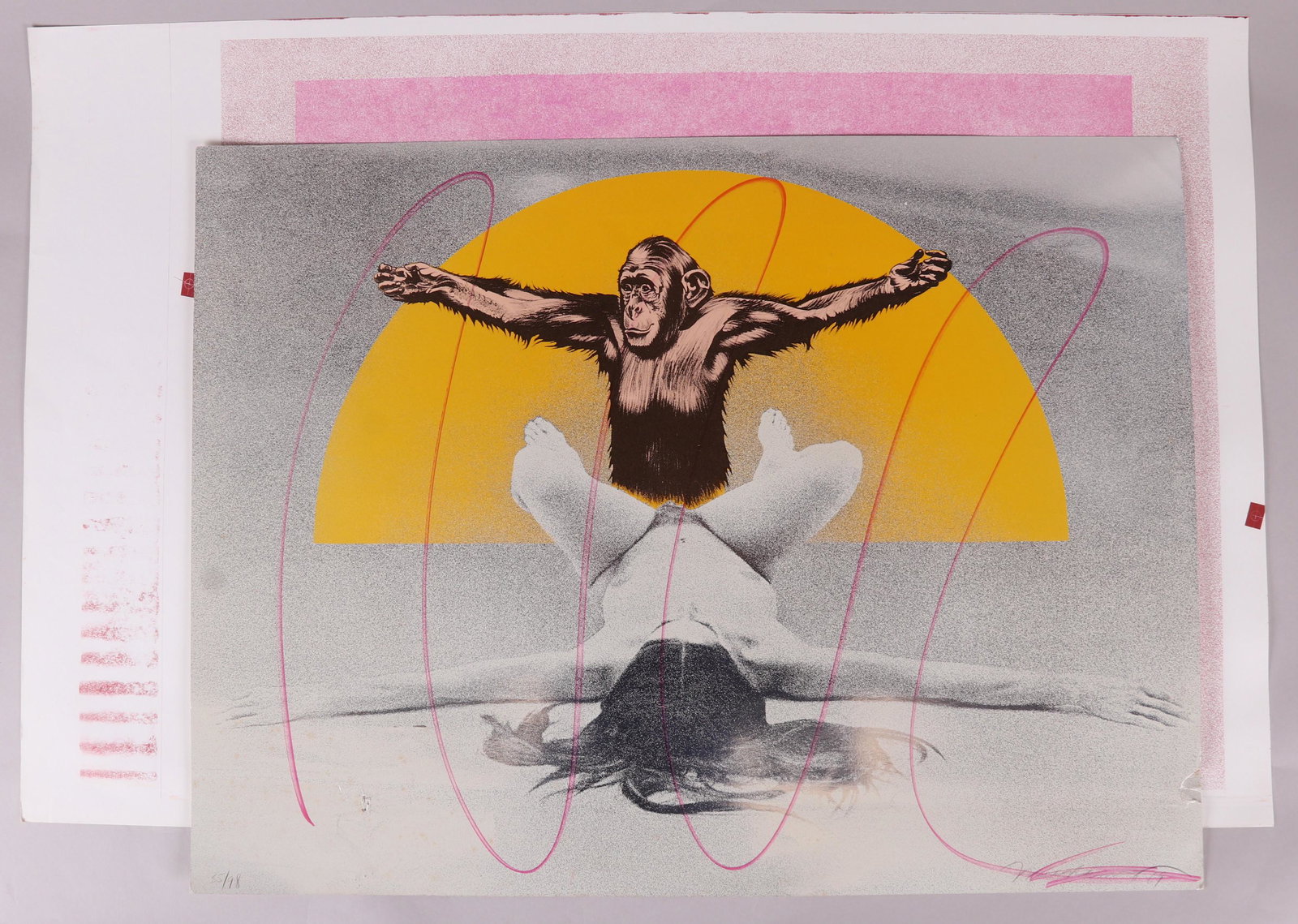 Mel Ramos (American b. 1935) Two Lithographs: Two erotic pop art pieces: one is titled "Cheetah and Jane (Woman with Chimpanzee)", pencil signed by the artist at the lower right, dated for 1969, numbered 35 of 98, and the edition appears to have 