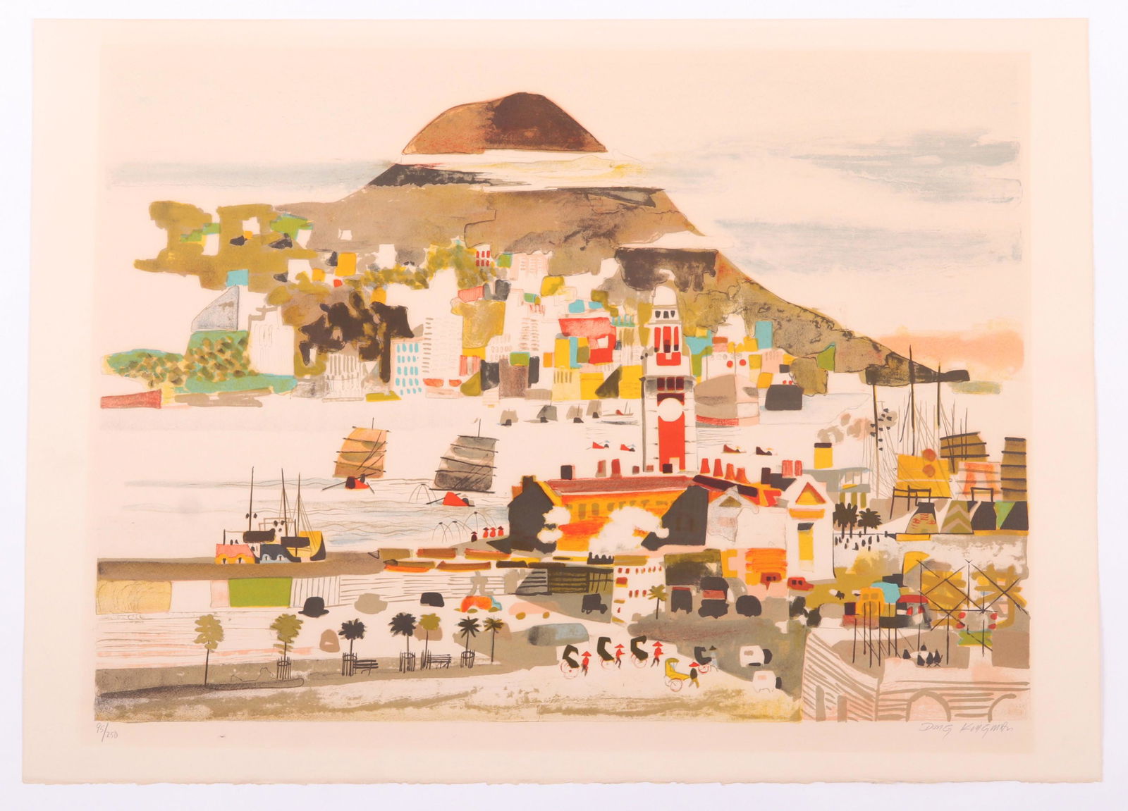 Dong Kingman (American, 1911-2000) Lithograph: A landscape with mountain, pencil signed and numbered 95/250. Dimensions:21" x 29 1/4". Provenance:From a Philadelphia estate.