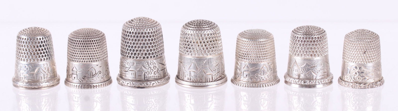 A Group of Landscape Decorated Sterling Thimbles (1 of 12)
