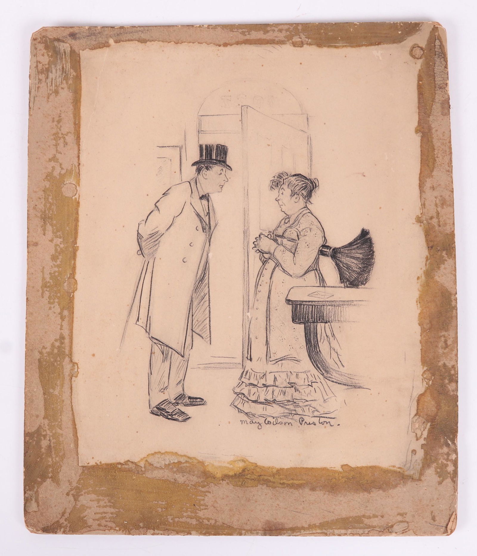 May Wilson Preston (1873 - 1949) Illustration: Pencil on board, signed as pictured. Dimensions: 15" x 12 1/2".