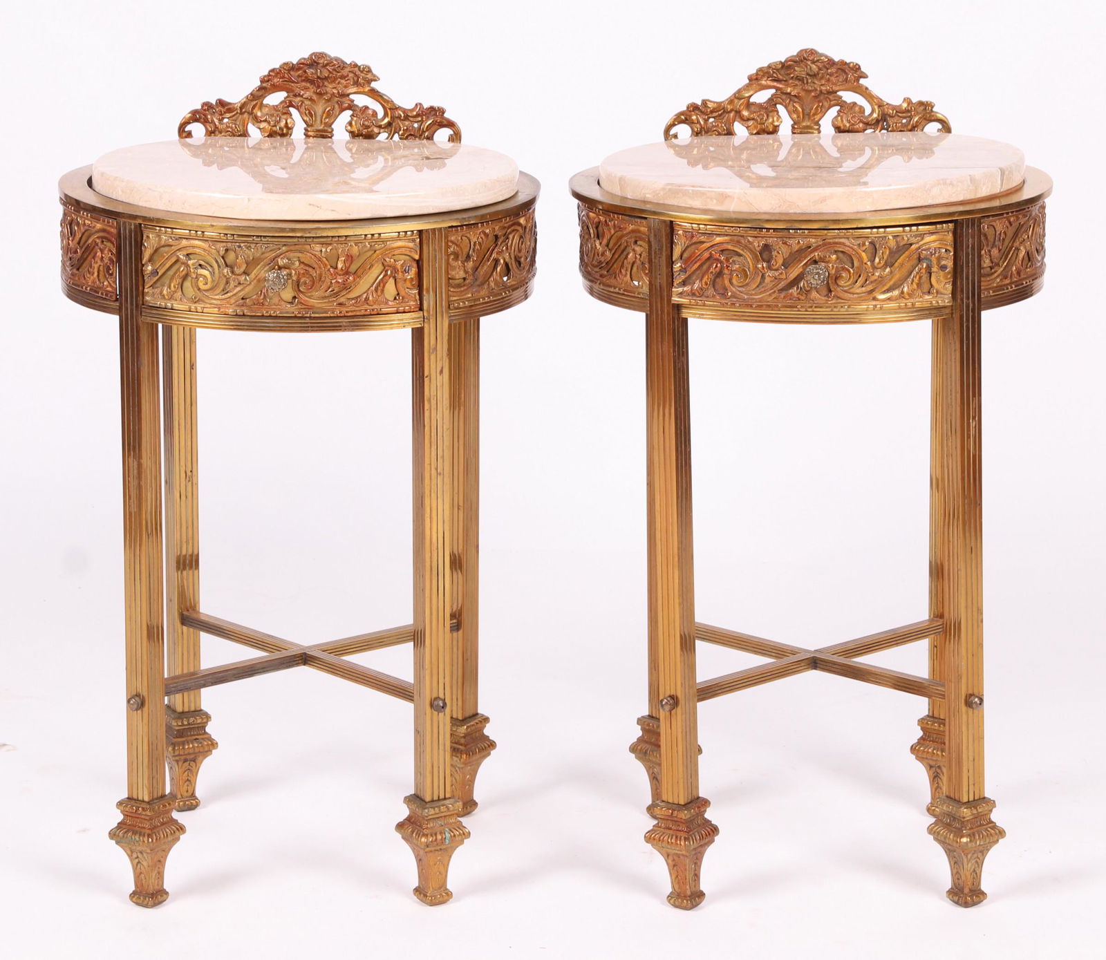 A Pair of Brass and Marble Lamp Stands (1 of 9)