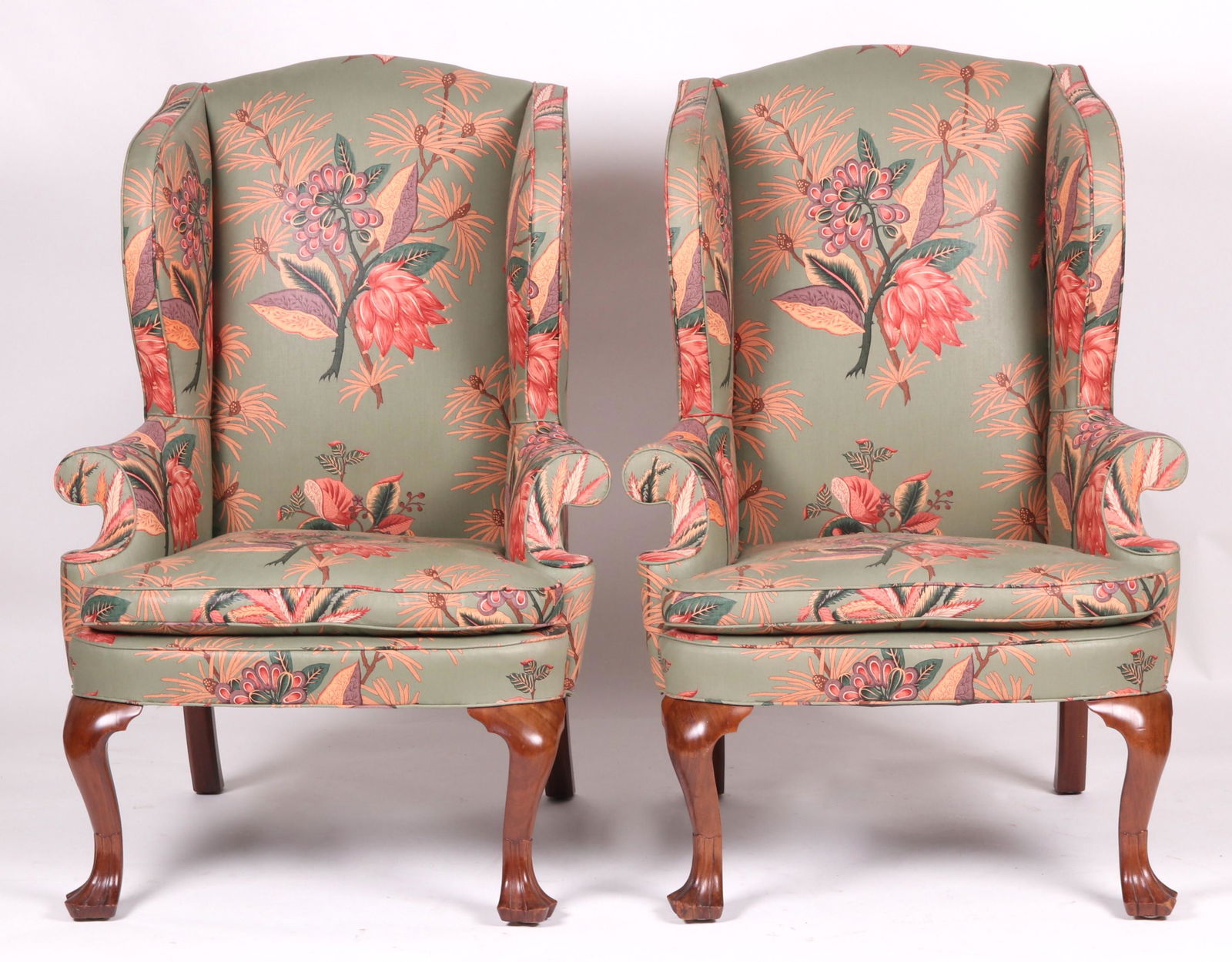 Pair of Chippendale Style Wingback Chairs (1 of 10)