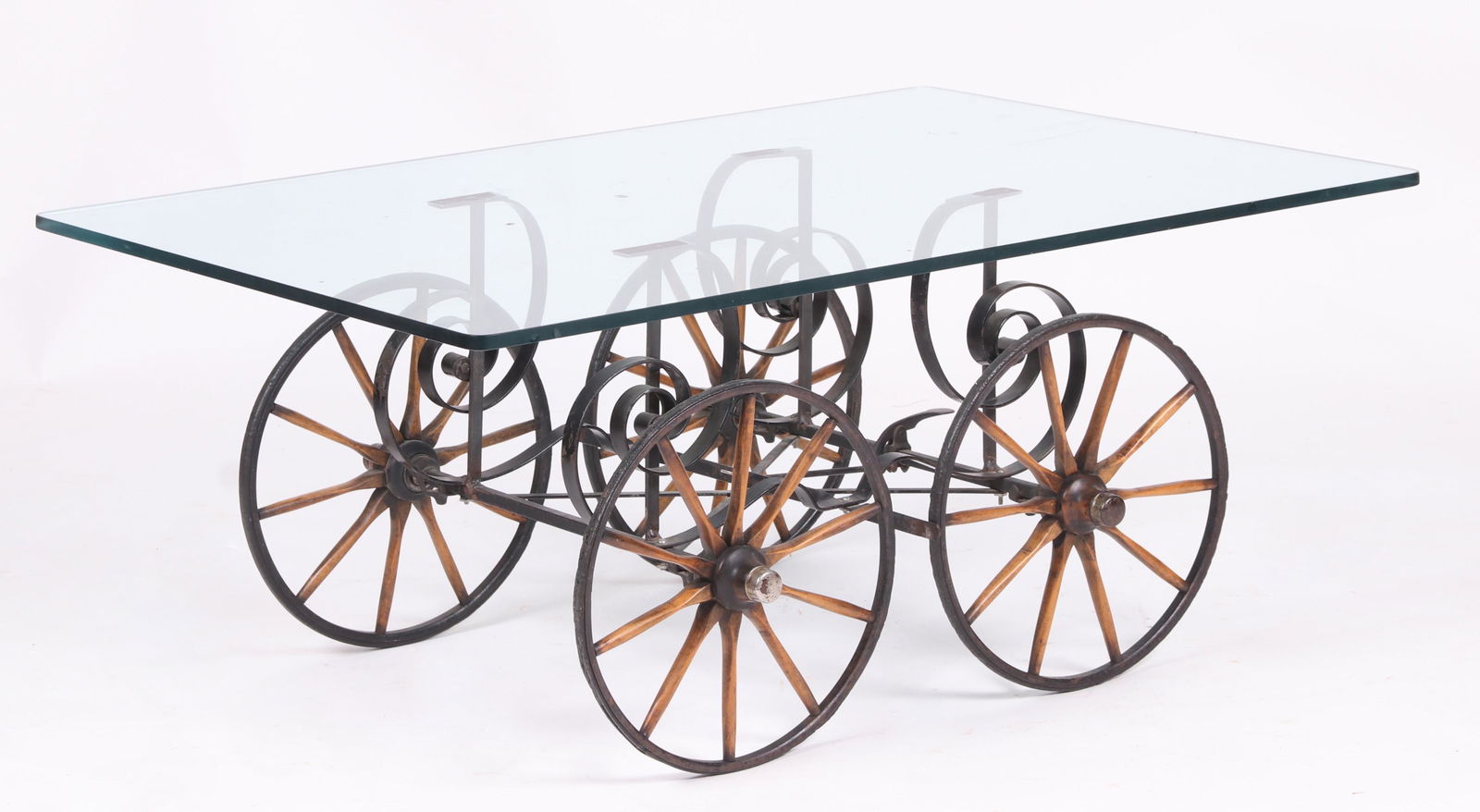 A Glass Coffee Table with Wagon Base (1 of 7)