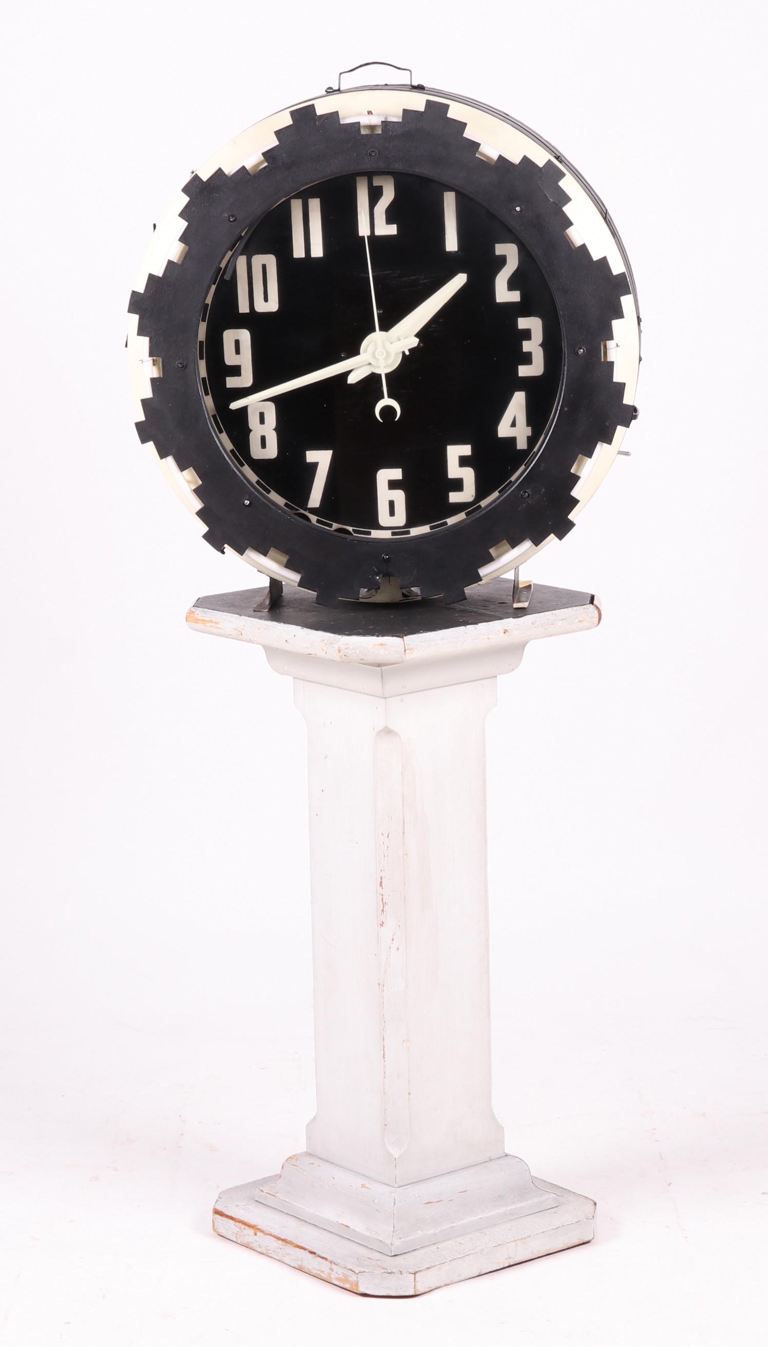Art Deco Electric Neon Clock with Pedestal (1 of 14)