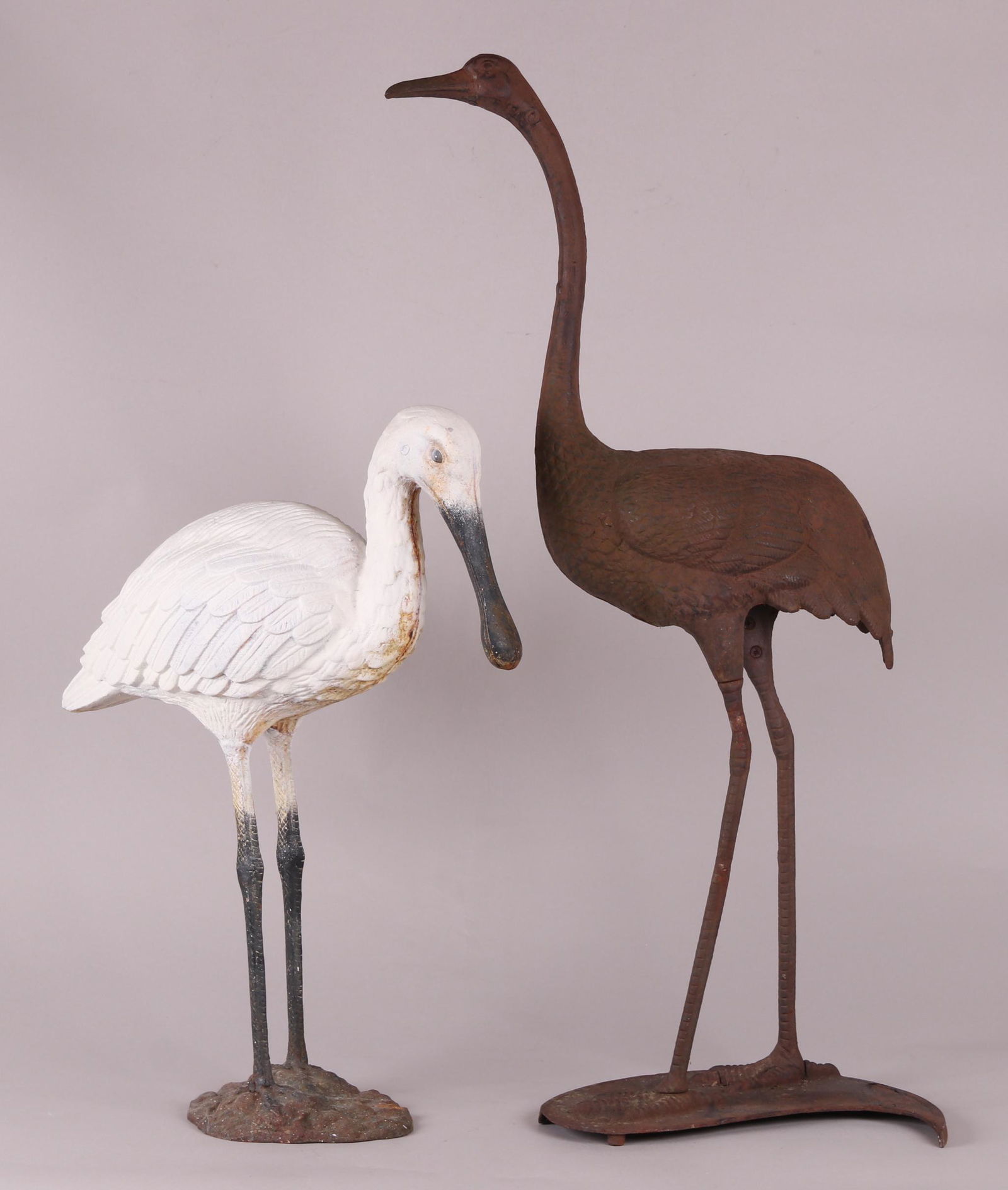 Two Cast Iron Life Sized Birds