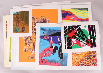 A Group of Mid Century Modern Prints: Fifty four examples, all but two are pencil signed, artists include: Paul Ritter, Leo Russell, Charles Brant, Paul Nash, Charles Calvert, John Blake, Carl Kent, Viviano, Hans Struck, J. Ellis, Carl Re