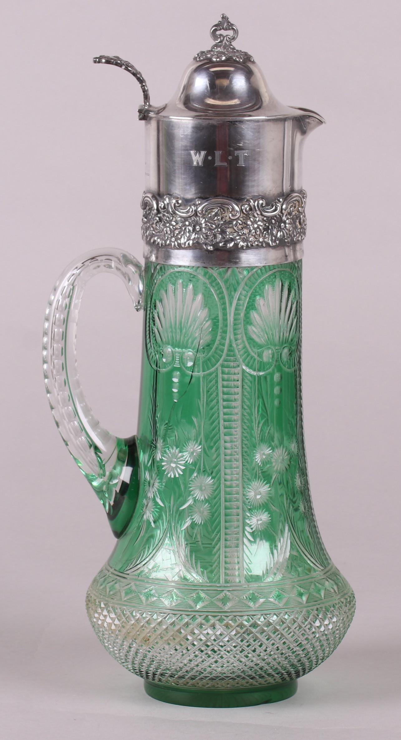 Cut Glass and Sterling Ewer, Stevens & Williams (1 of 12)