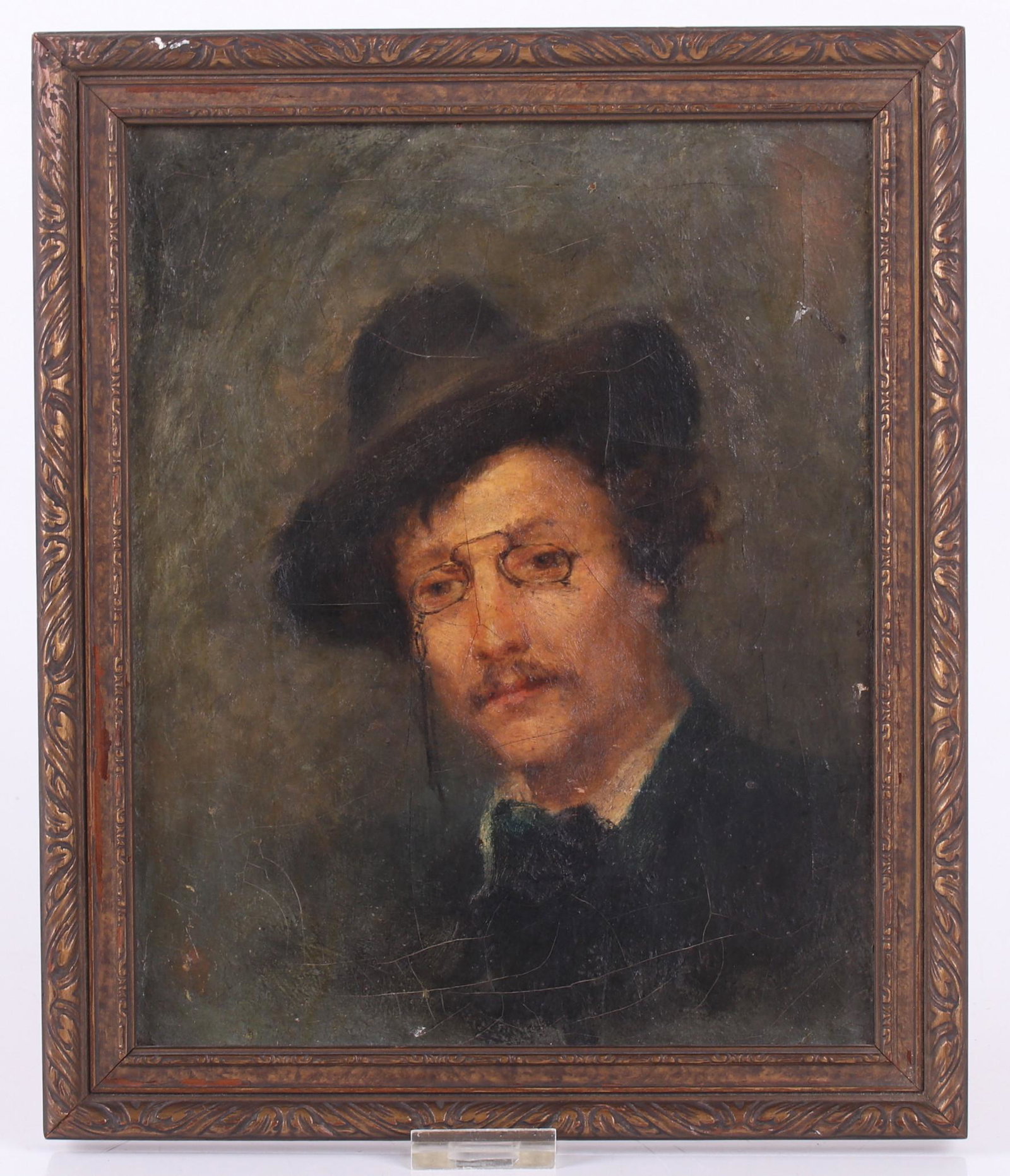 Continental School, 19th Century, Oil on Canvas: A Portrait of a Man Wearing Pince Nez, unsigned. Dimensions: The frame is 12" x 10".