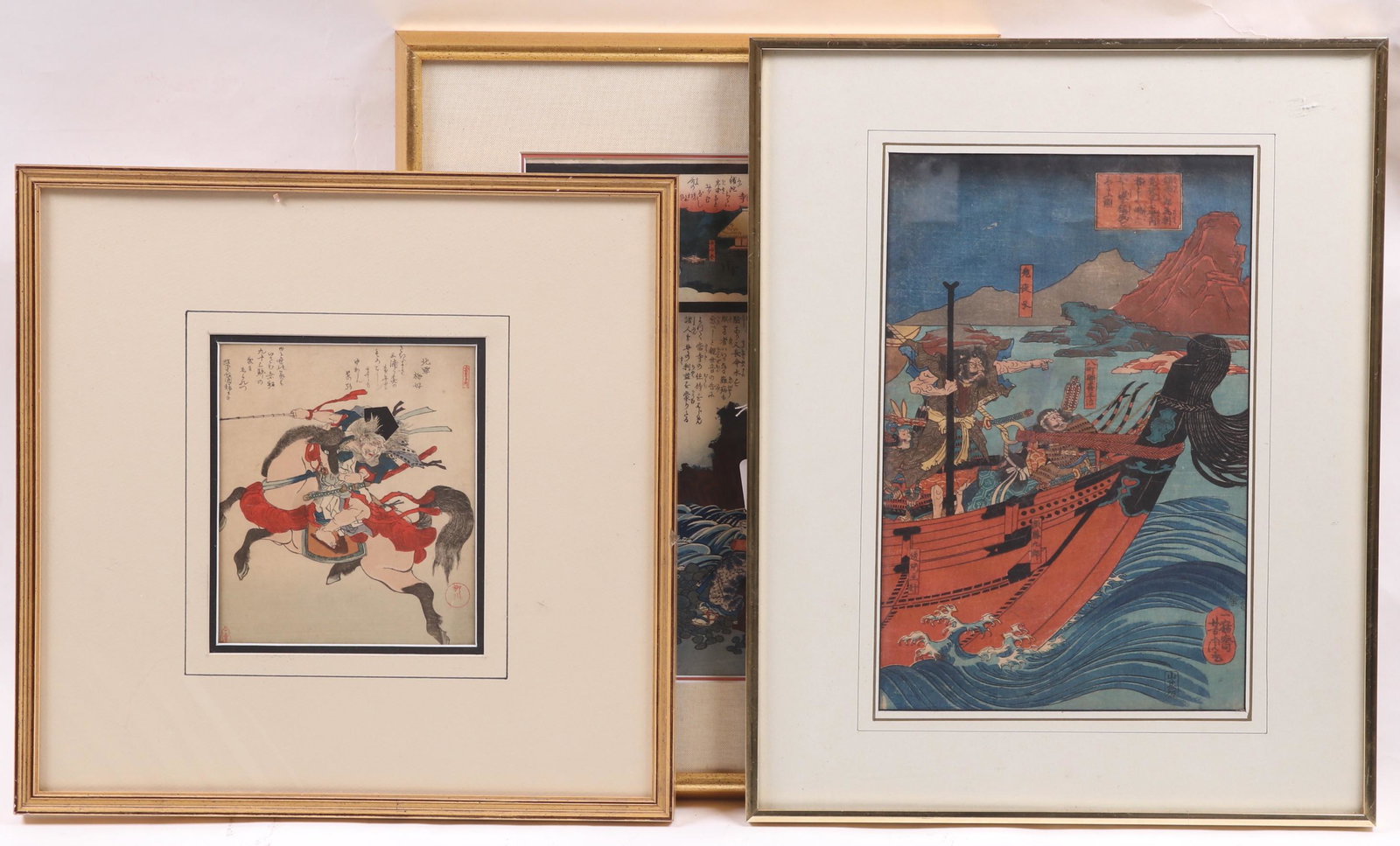 Three Japanese Woodblock Prints, Yoshitora, Etc... (1 of 11)