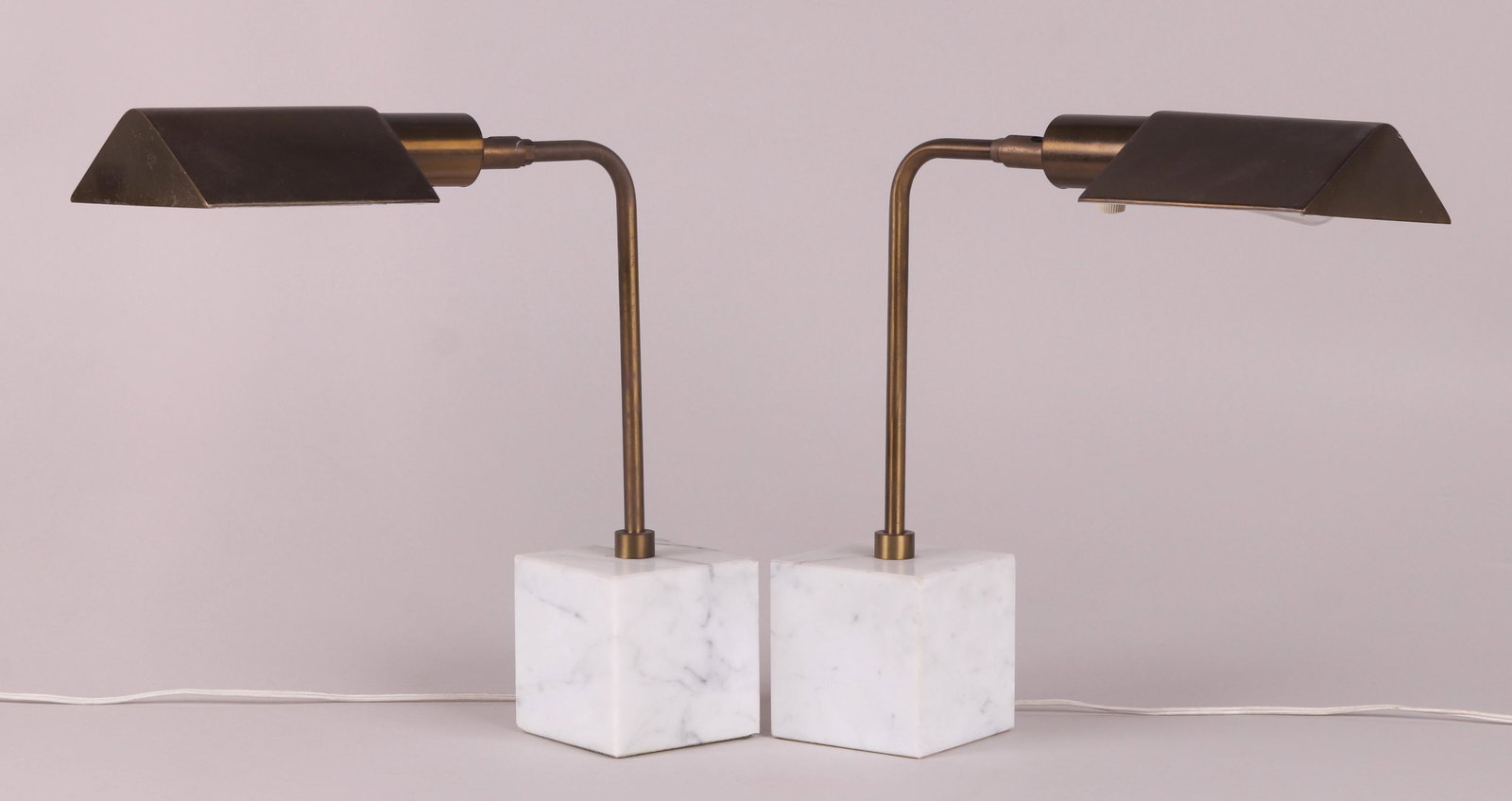 A Pair of Mid Century Brass and Marble Lamps (1 of 9)