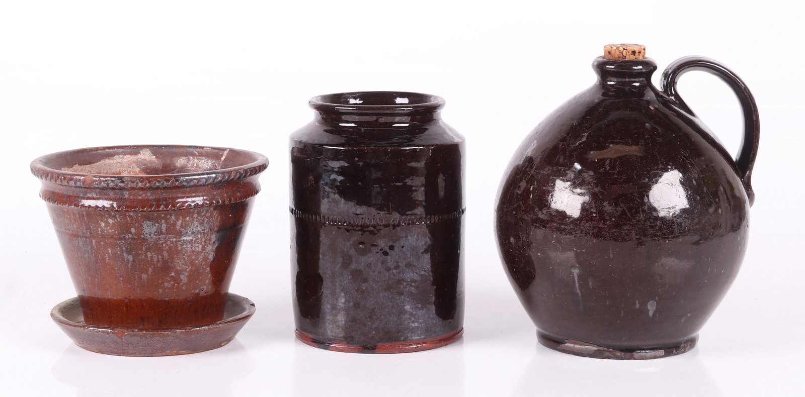 Three Pieces of American 19th c. Redware (1 of 15)