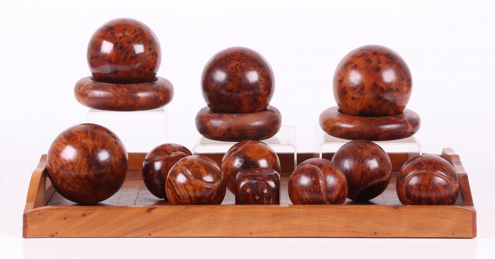 A Group of Burlwood Objects and Tray (1 of 16)