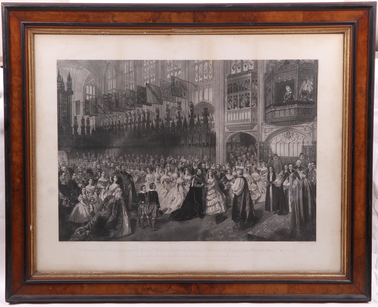After Frith, Engraving, Marriage of Prince of Wales: A large engraving after William Powell Frith titled, "The Marriage of Their Royal Highnesses The Prince of Wales and The Princess Alexandra of Denmark in St. George's Chapel, Windsor March Xth, MDCCCL