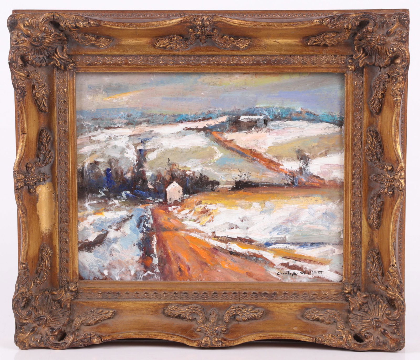 Christopher G. Willett (Born 1959) Oil on Board: A landscape, titled verso and signed at the lower right. Dimensions: 8" x 10', the frame 12" x 14".
