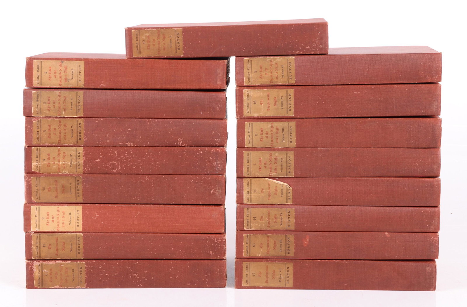 Book, Arabian Nights, Richard F. Burton, 17 Volumes: "A Plain and Literal Translation Of The Arabian Nights Entertainments, Now Entituled, The Book of the Thousand Nights and a Night", with "Supplemental Nights to the book of the Thousand Nights and a N
