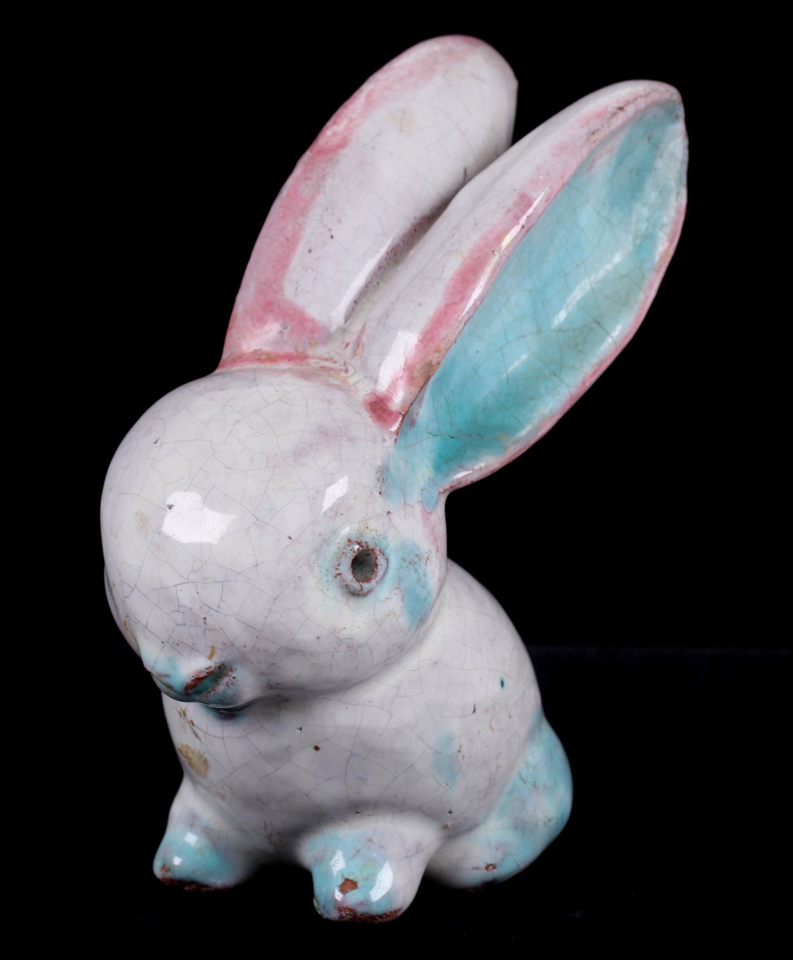 A Vienna Pottery Rabbit Figure: Probably Wiener Werkstatte with impressed marks as pictured Dimensions: 2" x 4", 4 1/4" tall. Provenance: From a Philadelphia collection.
