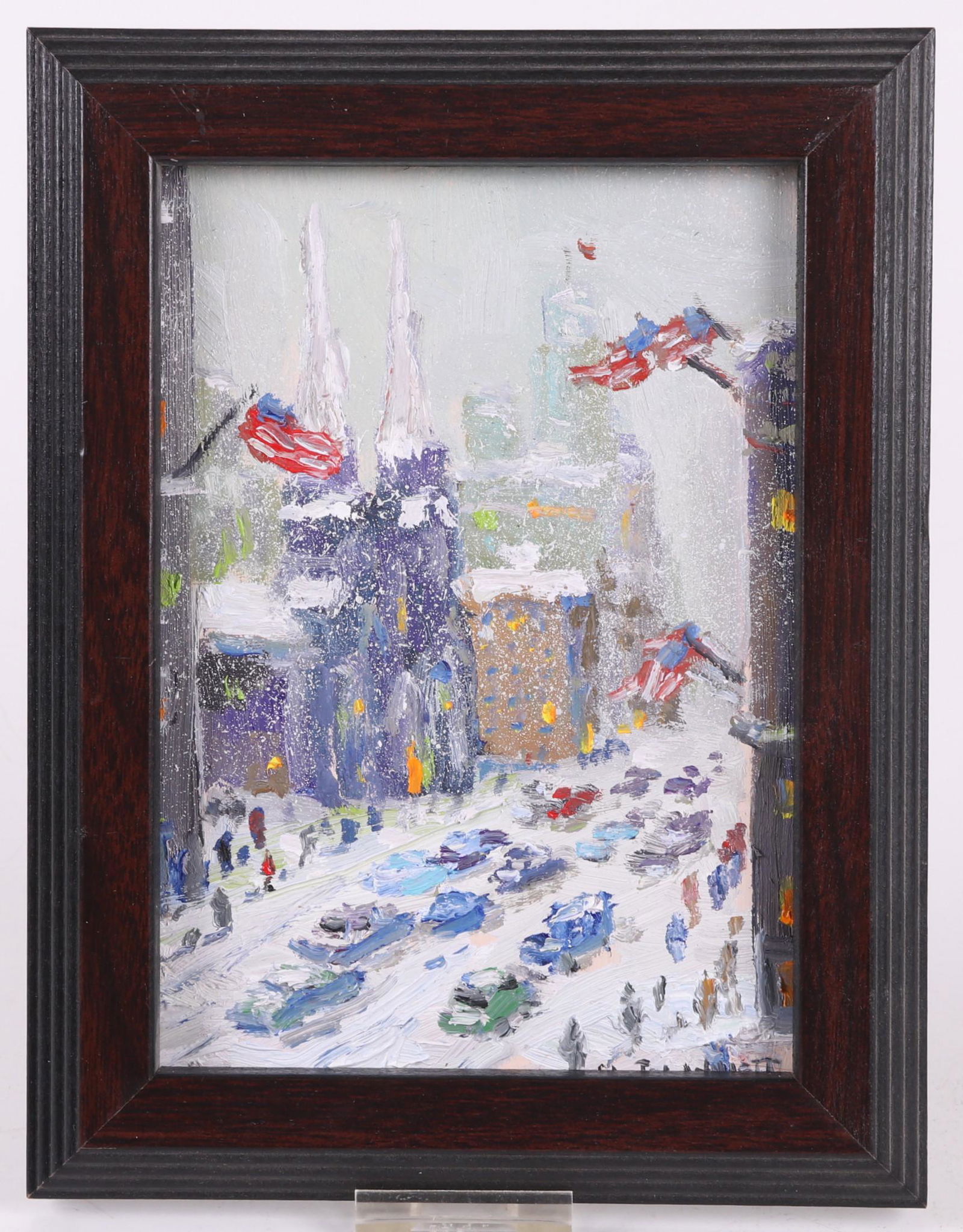 Christopher G. Willett (Born 1959) Oil on Board: Titled verso, "Friday Feb.19th, NY City", signed at the lower right. Dimensions: 7" x 5", the frame 8 3/4" x 6 3/4".