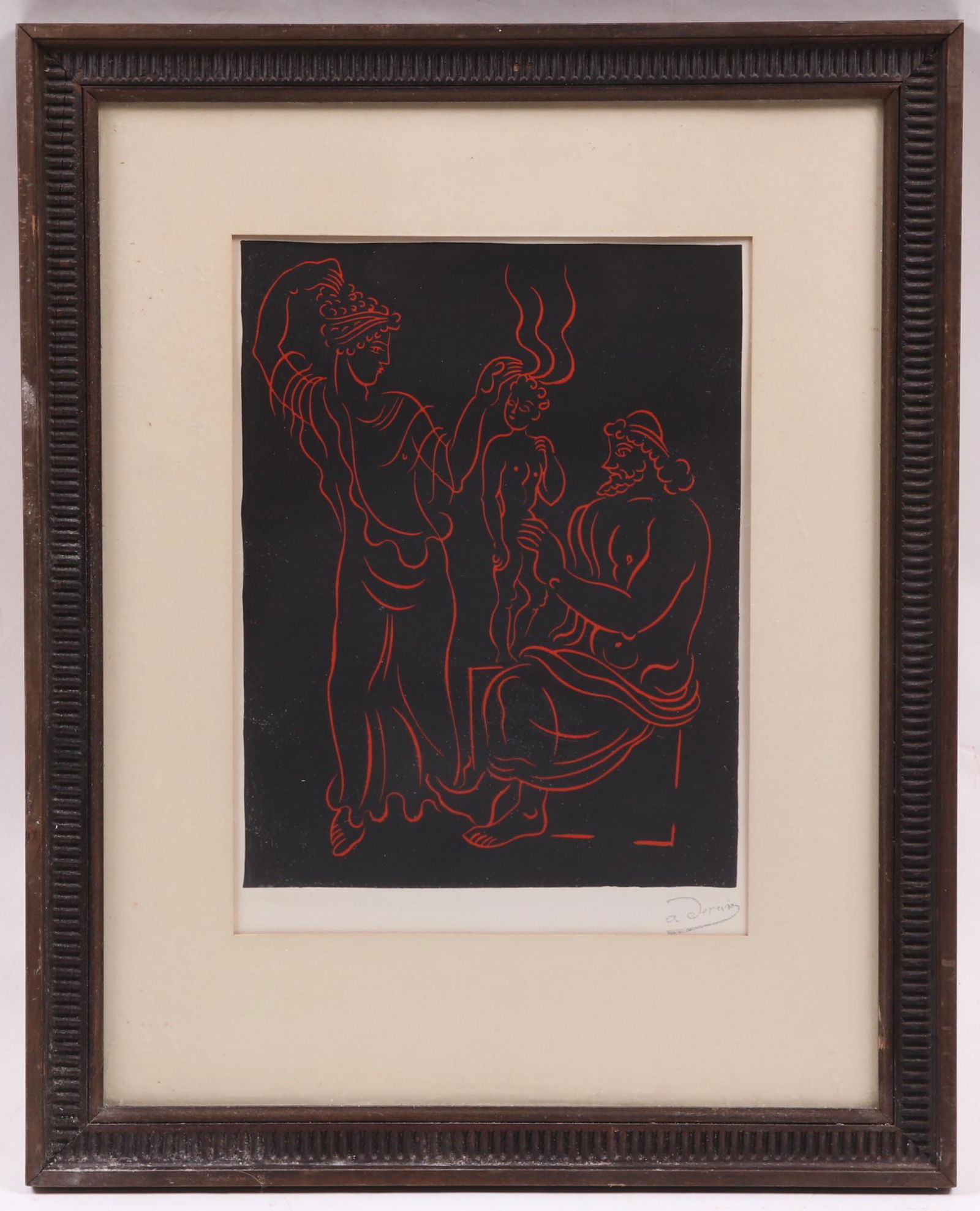 Andre Derain, Wood Engraving: "L'enfant", pencil signed. A Collector's Guild print. Dimensions: Sight is 12" x 9", the frame 20" x 16". Provenance: From a PA estate.