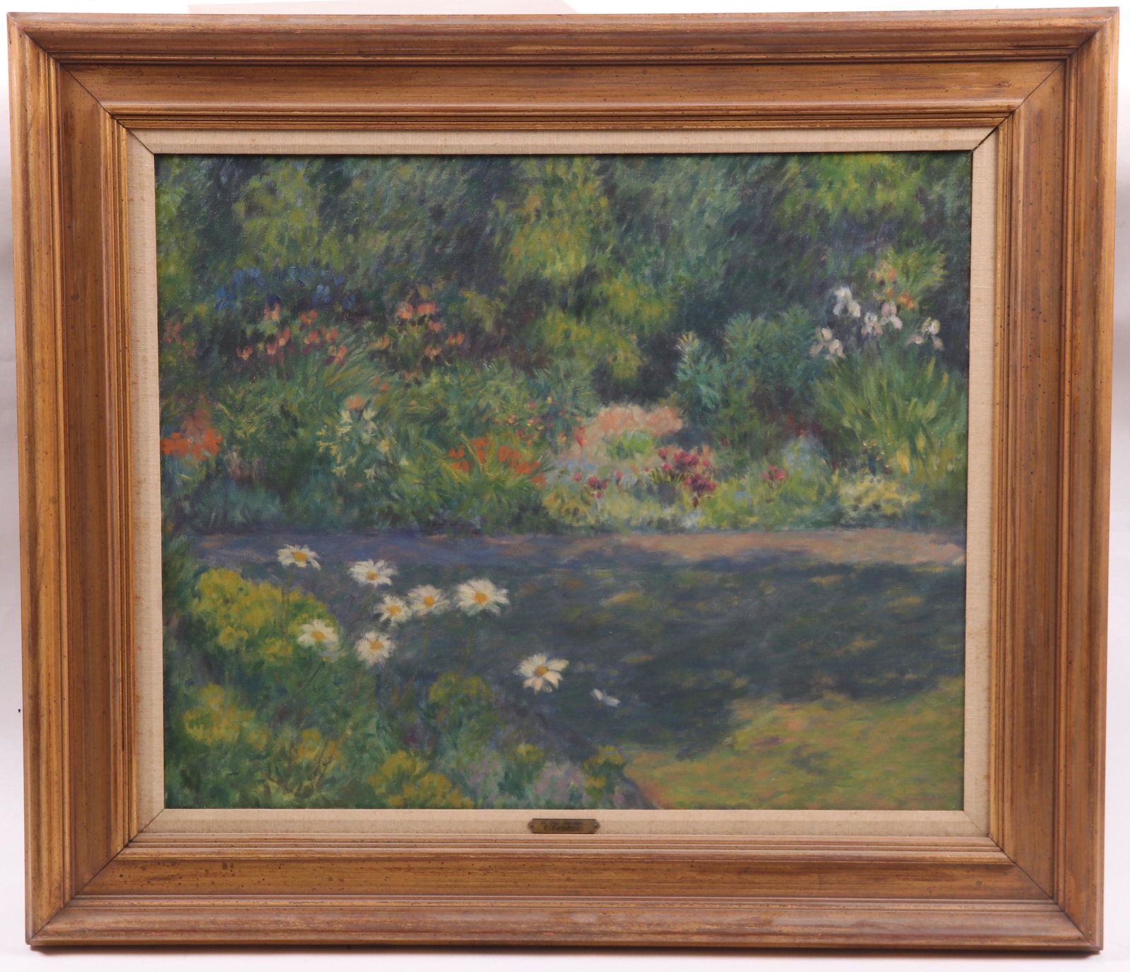 Christopher Sanders (1905 - 1991) Oil on Canvas: "In the Garden", signed at the lower right corner. Dimensions: 24" x 28", the frame 32" x 37". Provenance: From a Princeton collection.