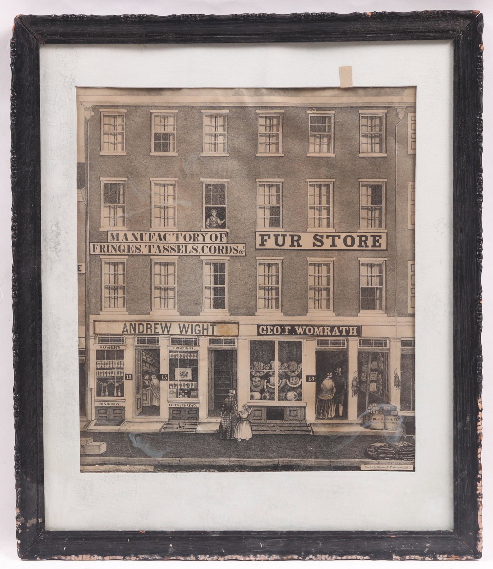 Mid 19th Century Lithograph, American Street Scene (1 of 9)