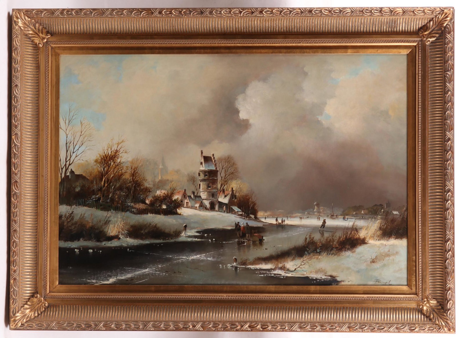 A Large Dutch Style Painting, Oil on Canvas (1 of 10)