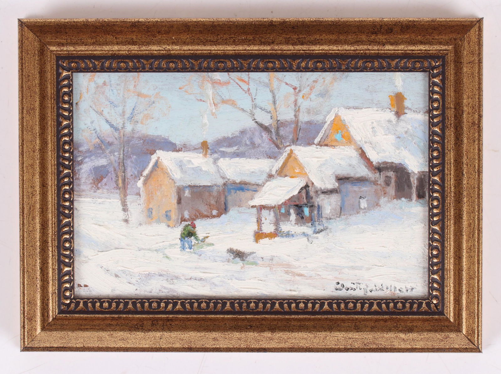 Christopher G. Willett (Born 1959) Oil on Board: "Carversville, Bucks County, PA". Signed at the lower right. Dimensions: 4" x 6", the frame 5" x 7".