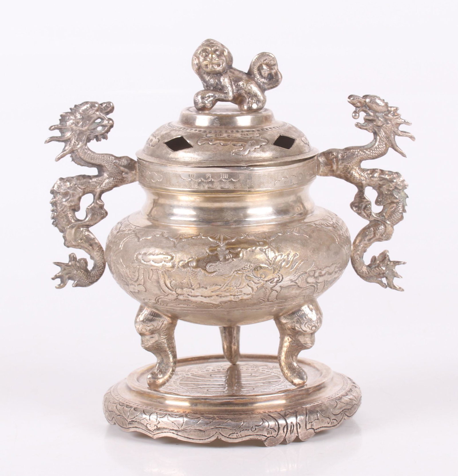 A Chinese Silver Plated Censer and Stand (1 of 8)