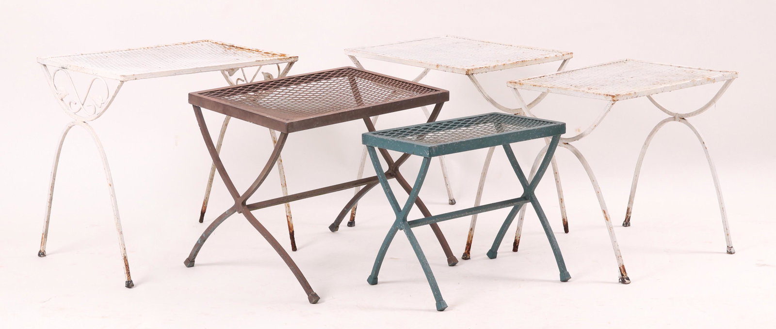 A Group of Five Small Wrought Iron Garden Tables (1 of 8)