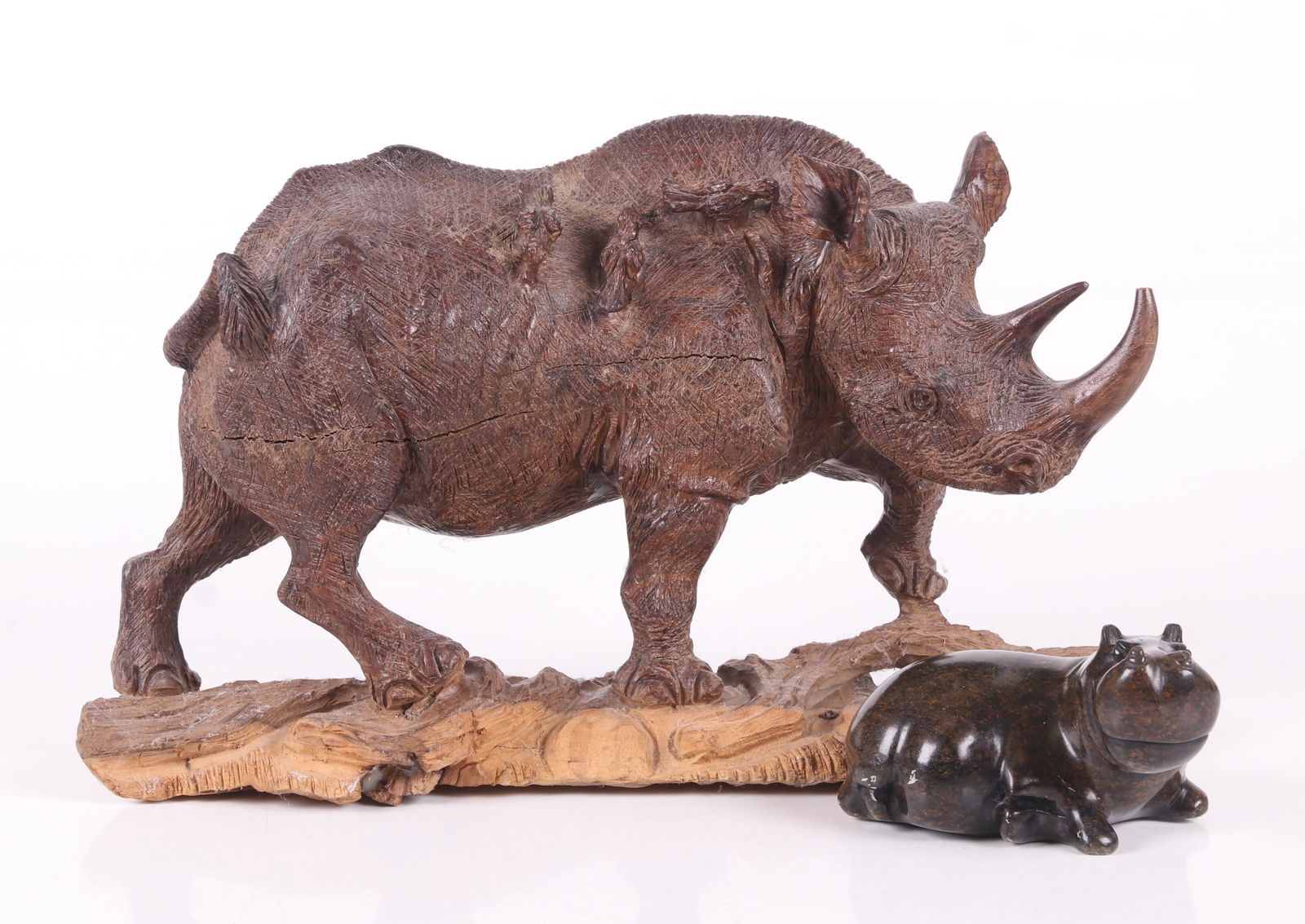 Two Carved Animals, Rhinoceros , Hippopotamus (1 of 12)