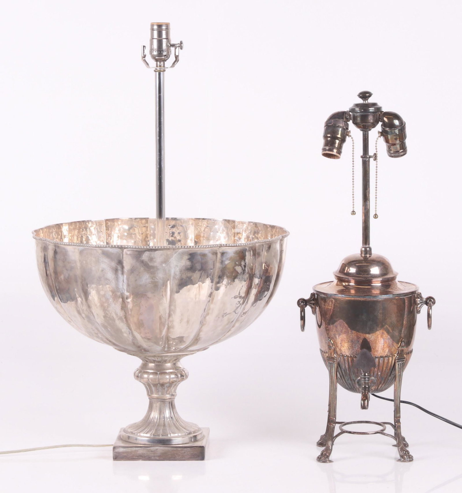 Two Decorative Silver Plated Lamps (1 of 12)