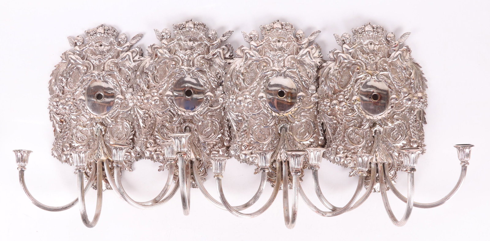 Four Dutch Style Silver Plated Wall Sconces (1 of 8)