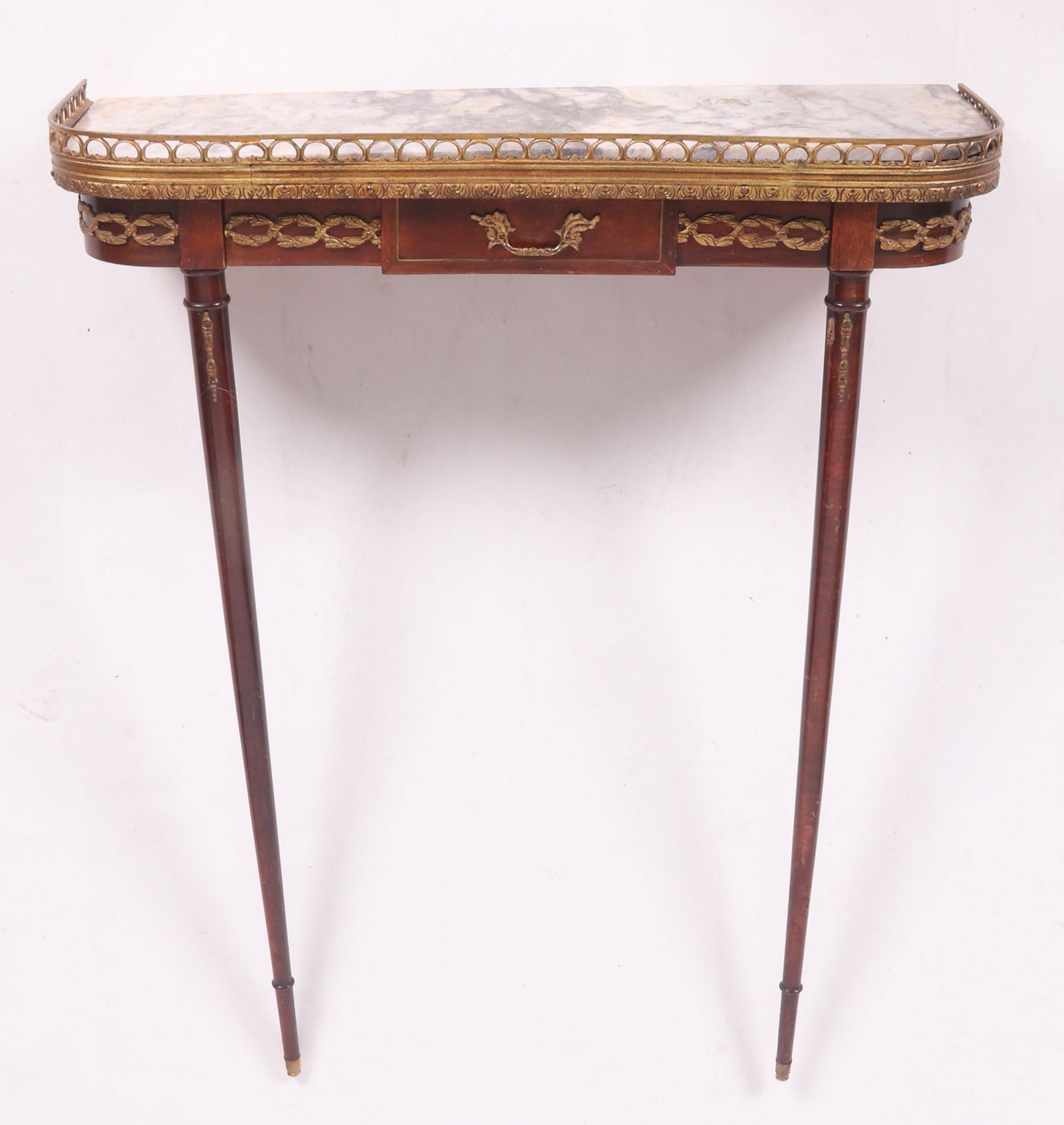 Louis XVI Style Marble Top Demi Lune Table (1 of 6)