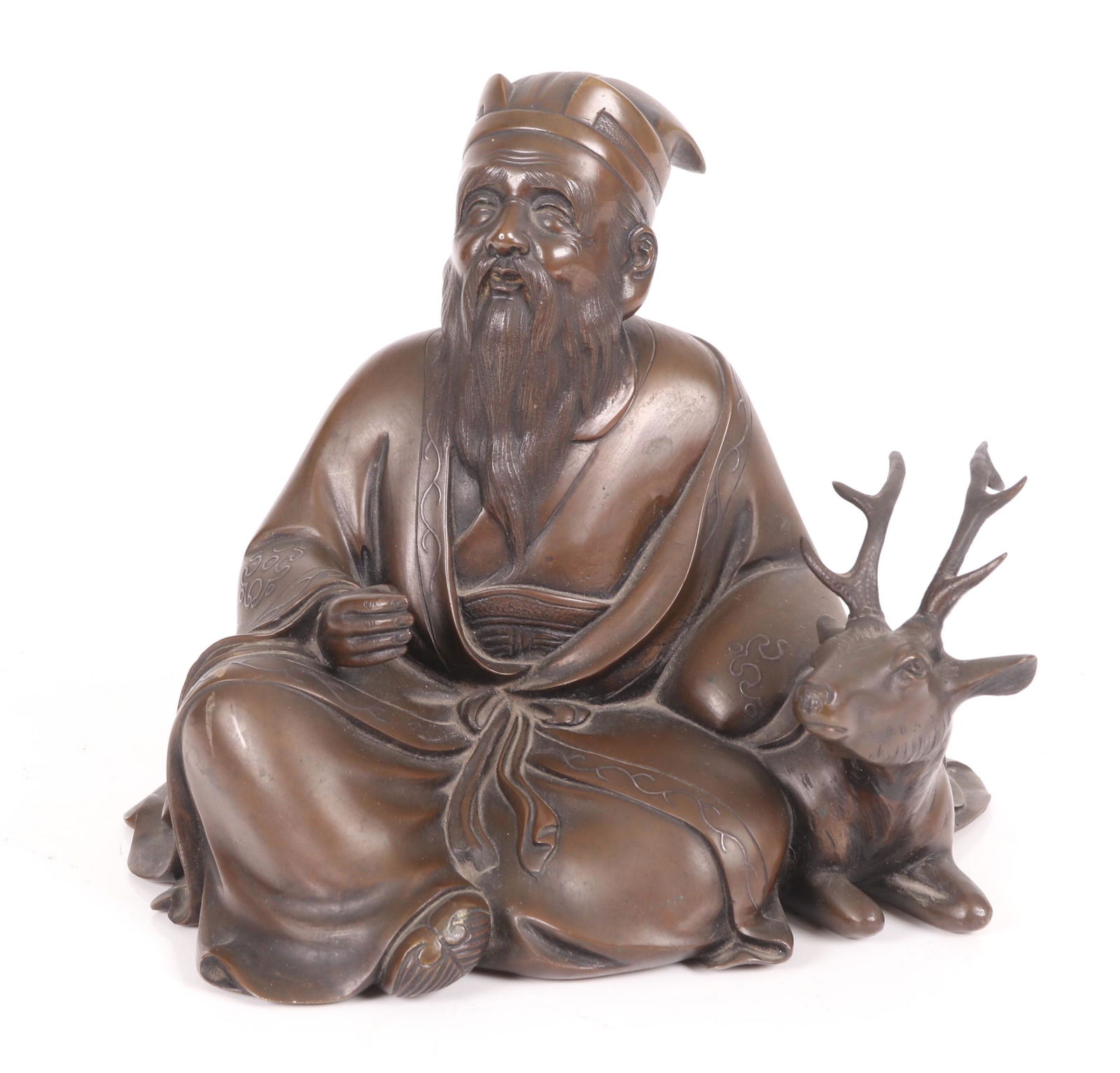 A Chinese Inlaid Silver Bronze Figure (1 of 7)
