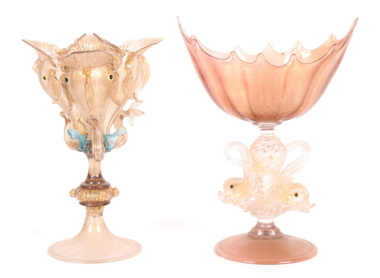Two Venetian Glass Items, Vase and Compote (1 of 11)