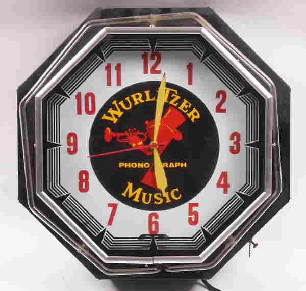 A Wurlitzer Electric Neon Clock Oct 17, 2021 Locati, LLC in PA