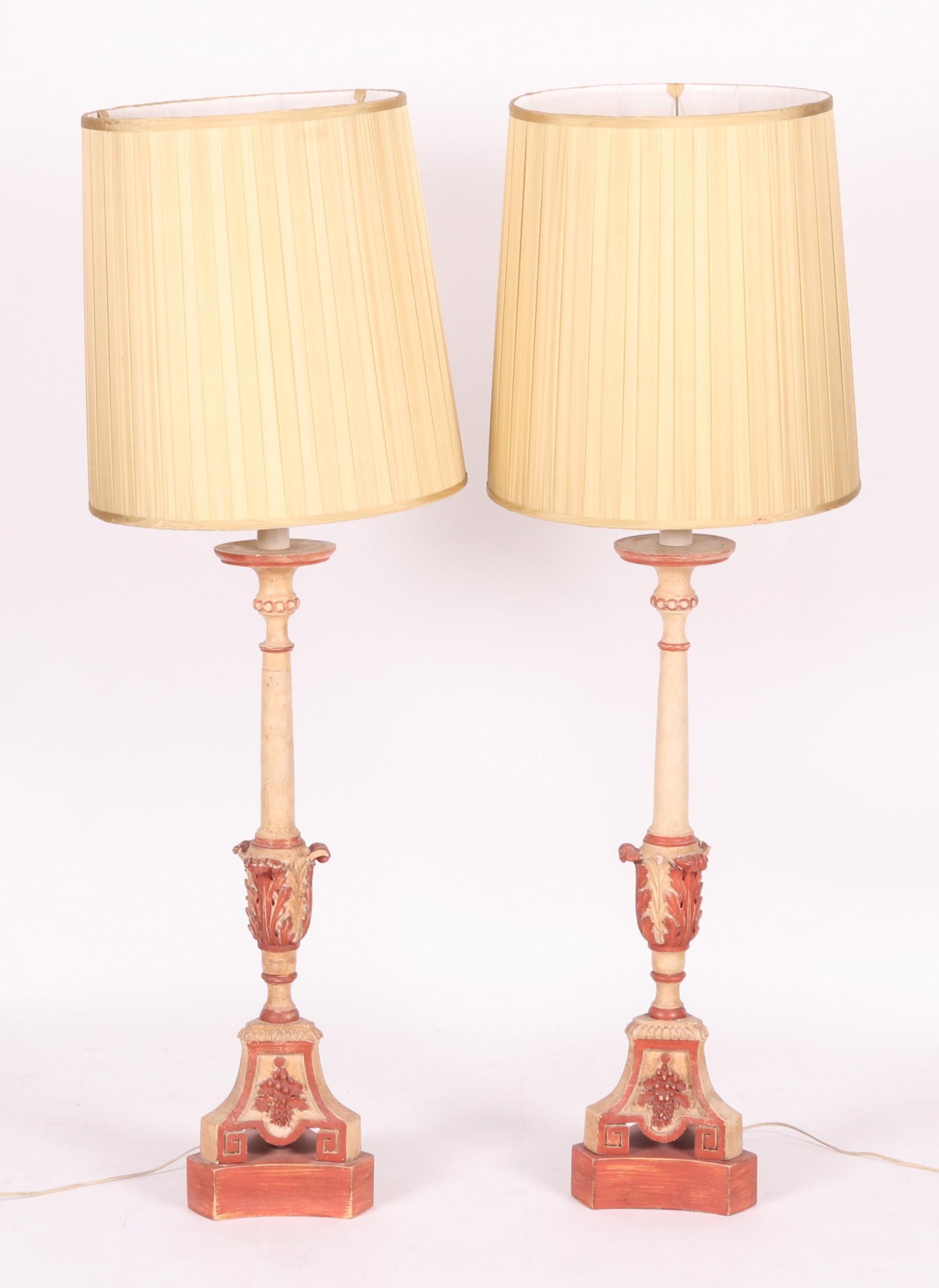 Pair of Italian Candlestick Form Lamps (1 of 8)