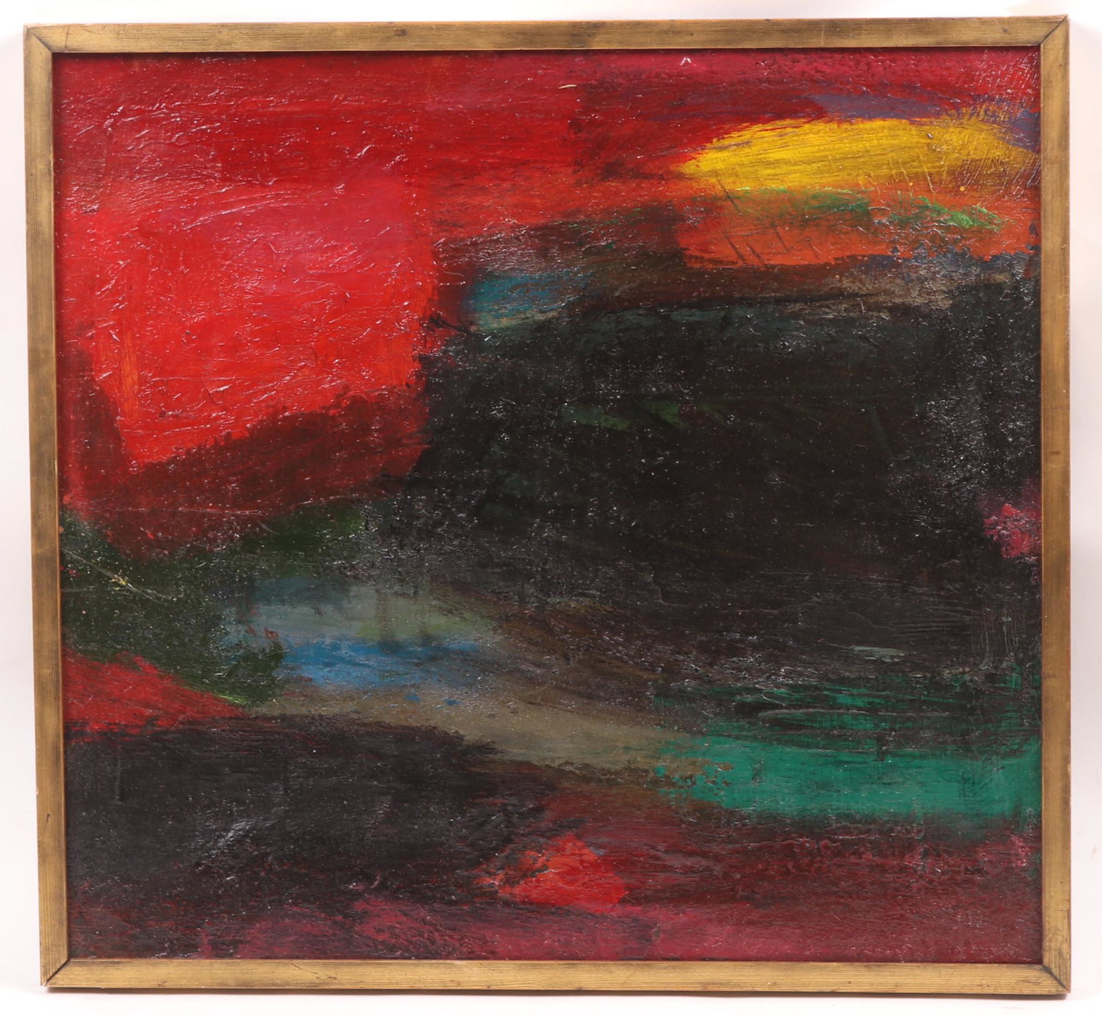 Daniel Buckler, Modernist Oil on Canvas: A colorful abstract work by a New Hope artist, signed verso and dated for 1968. Dimensions: 24" x 26", the frame 25" x 27".