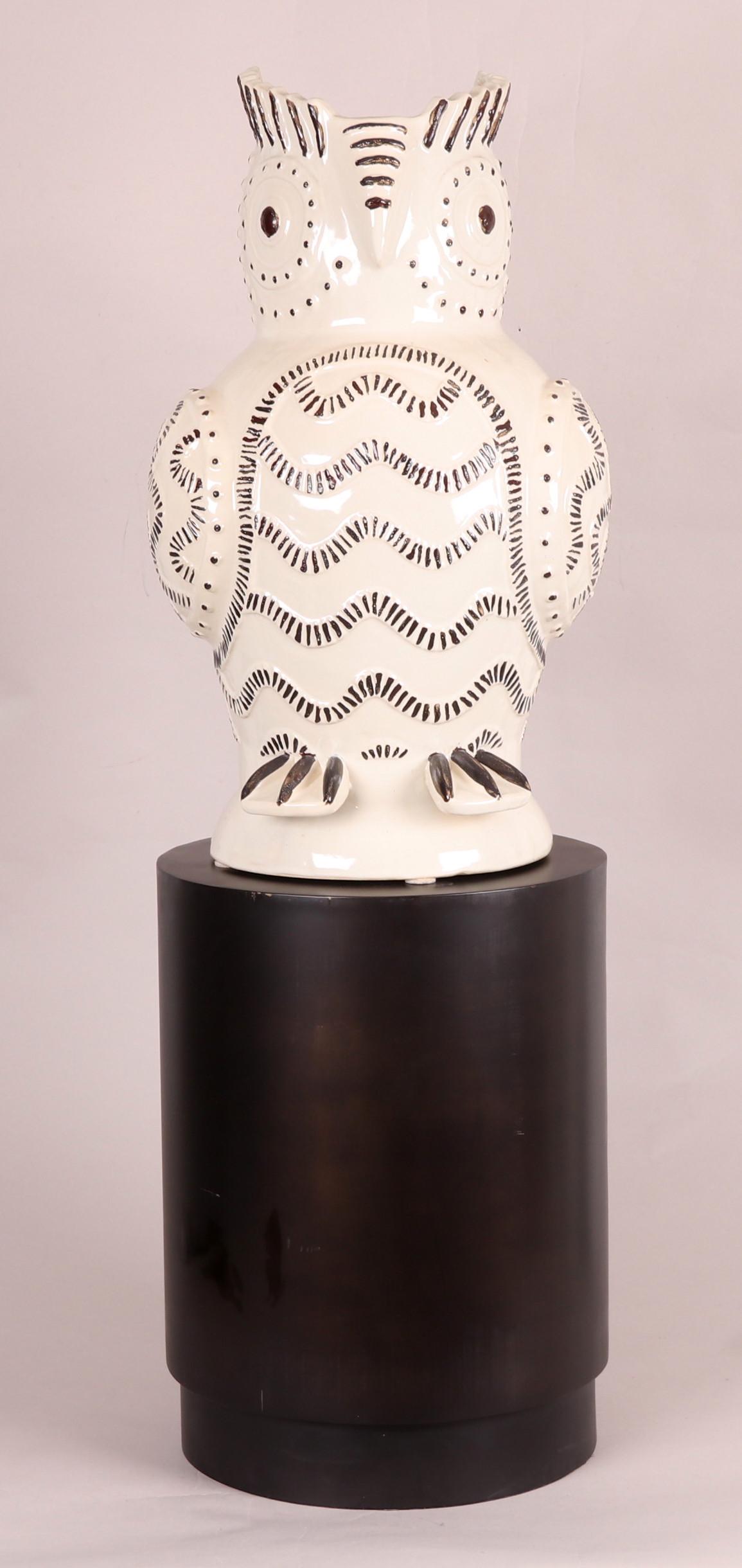 A Large Pottery Owl with Pedestal (1 of 6)