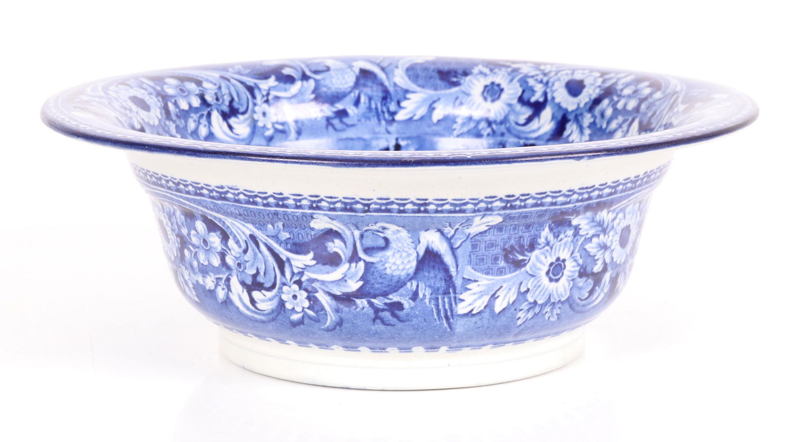 A Large Historical Blue Staffordshire Bowl (1 of 8)